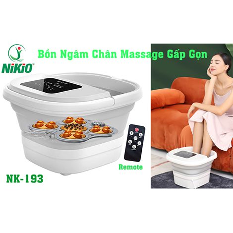 Chậu (bồn) ngâm và massage lòng bàn chân gấp gọn Nikio NK-193 - Có remote