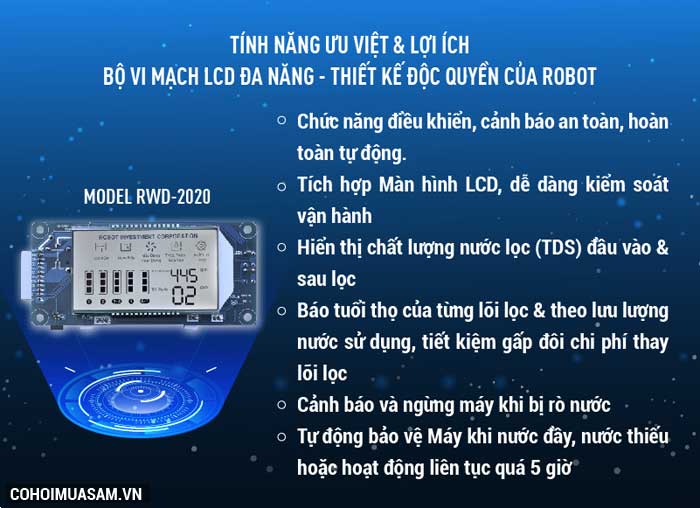 Ứng dụng công nghệ cao, vi mạch và màn hình giúp kiểm soát nước lọc