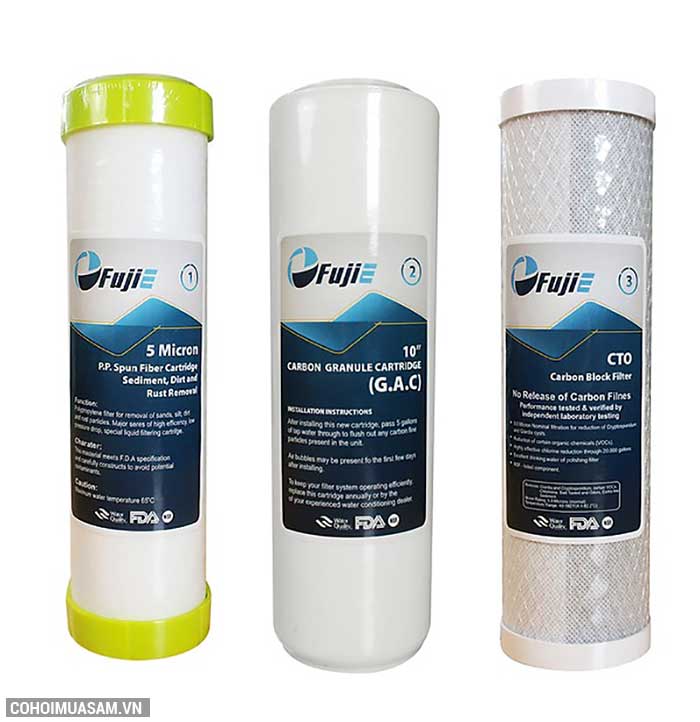 Bộ 3 lõi lọc nước RO số 1, 2, 3 FujiE