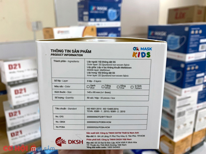 Khẩu trang y tế trẻ em 3 lớp OK MASK KIDS Nam Anh, hộp 50 cái