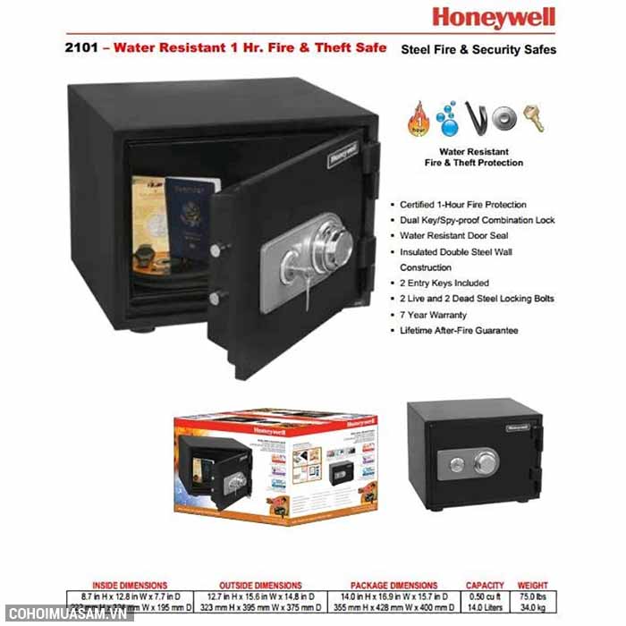 Két sắt khóa cơ an toàn chống nước, lửa Honeywell 2101 - Ảnh 9