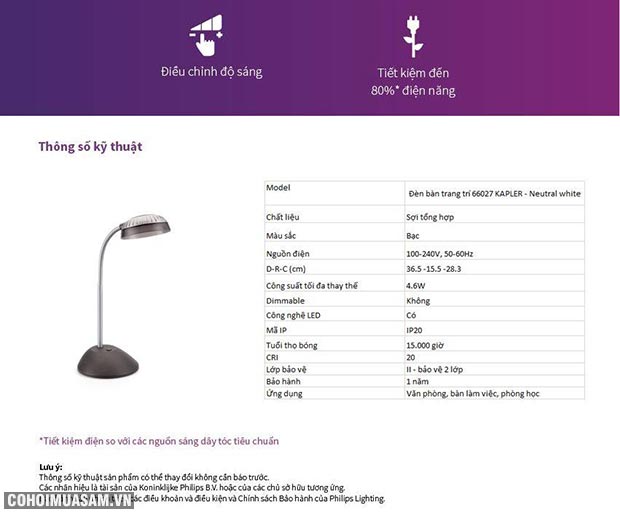 Đèn bàn, đèn học chống cận Philips LED Kapler 66027 4.6W - Ảnh 3