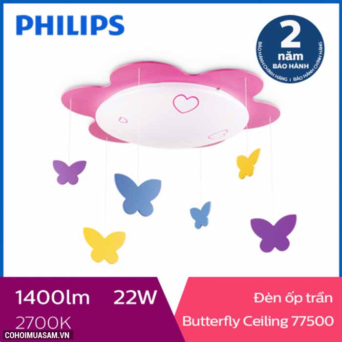 Đèn ốp trần phòng trẻ em Philips LED Butterfly 77500 22W - Ảnh 1
