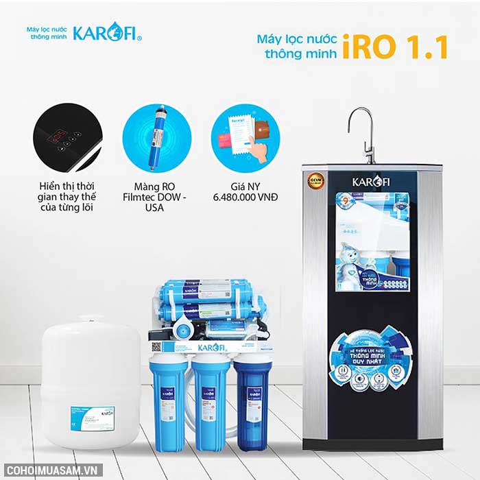Máy lọc nước RO KAROFI iRO 1.1 K8I-1 (8 cấp lọc) - Ảnh 7