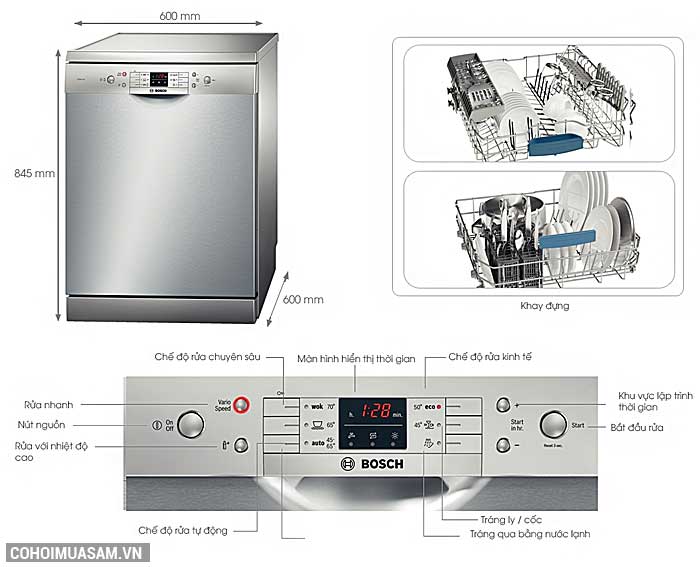Máy rửa bát độc lập Bosch SMS63L08EA - Ảnh 6
