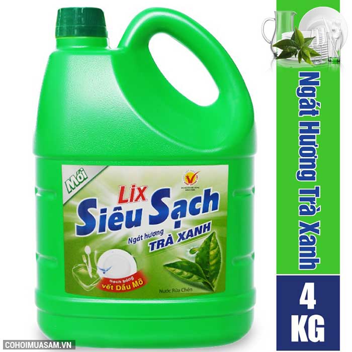 Nước rửa chén Lix trà xanh siêu sạch 4Kg khuyến mãi 55.000đ - Ảnh 1