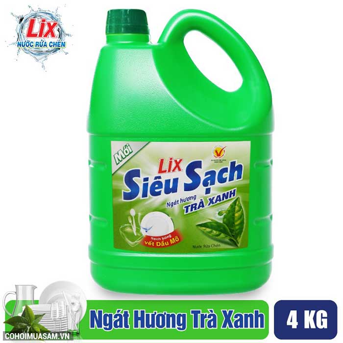 Nước rửa chén Lix trà xanh siêu sạch 4Kg khuyến mãi 55.000đ - Ảnh 3