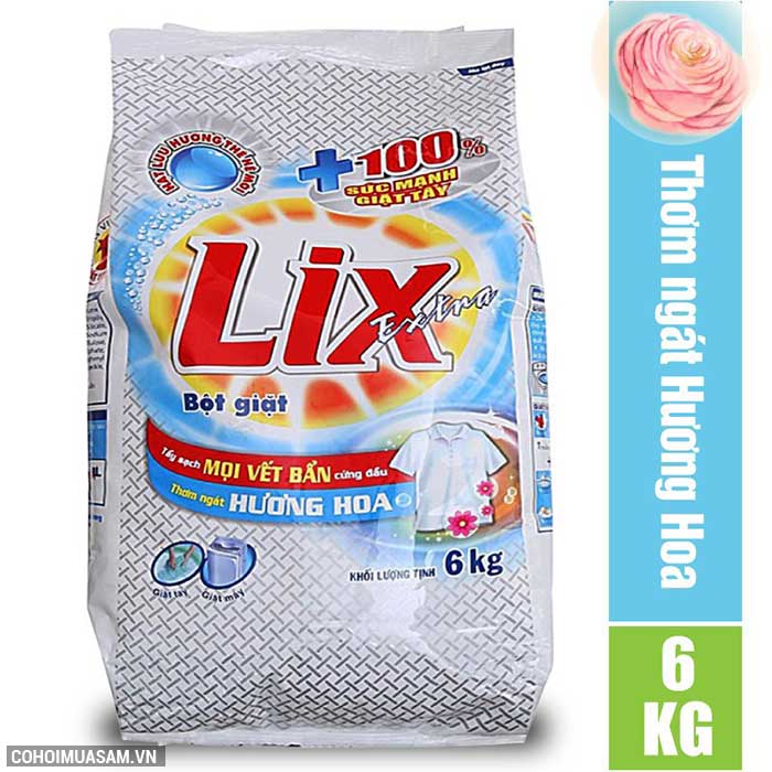 Bột giặt Lix Extra hương hoa 6Kg khuyến mãi 115.000đ - Ảnh 1