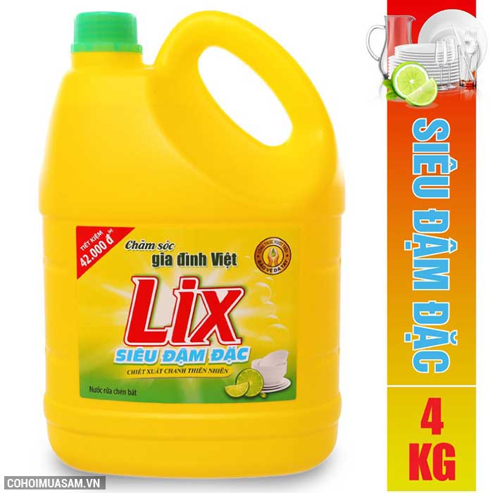 Nước rửa chén Lix đậm đặc hương chanh 4Kg khuyến mãi 69 ngàn - Ảnh 1