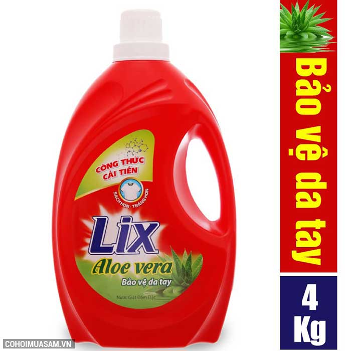 Nước giặt Lix Aloe vera 4Kg bảo vệ da tay - Ảnh 1