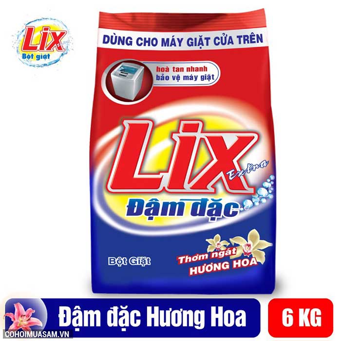 Bột giặt Lix Extra đậm đặc 6Kg dùng cho mát giặt cửa trên - Ảnh 3