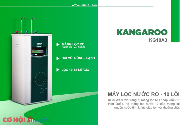 Siêu giảm giá máy lọc nóng lạnh RO 10 lõi Kangaroo KG10A3 - Ảnh 1