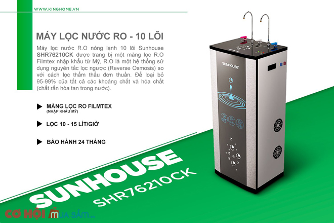 Siêu giảm giá máy lọc nước nóng lạnh RO 10 lõi Sunhouse SHR76210CK - Ảnh 5