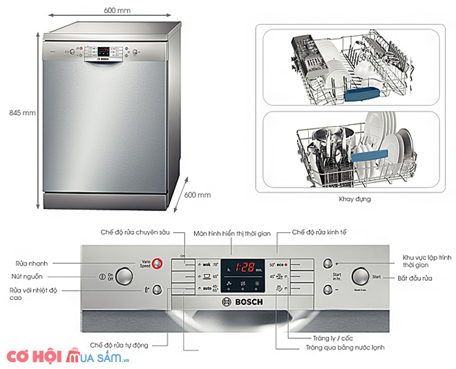 Xả kho máy rửa bát độc lập Bosch SMS63L08EA - Ảnh 5
