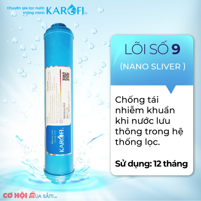 Thay lõi lọc nước Số 9 máy RO KAROFI - Nano Silver - Ảnh 1