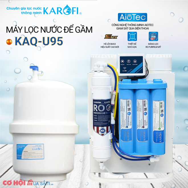 Máy lọc nước RO để gầm, không tủ KAROFI KAQ-U95 (10 cấp lọc) - Ảnh 1