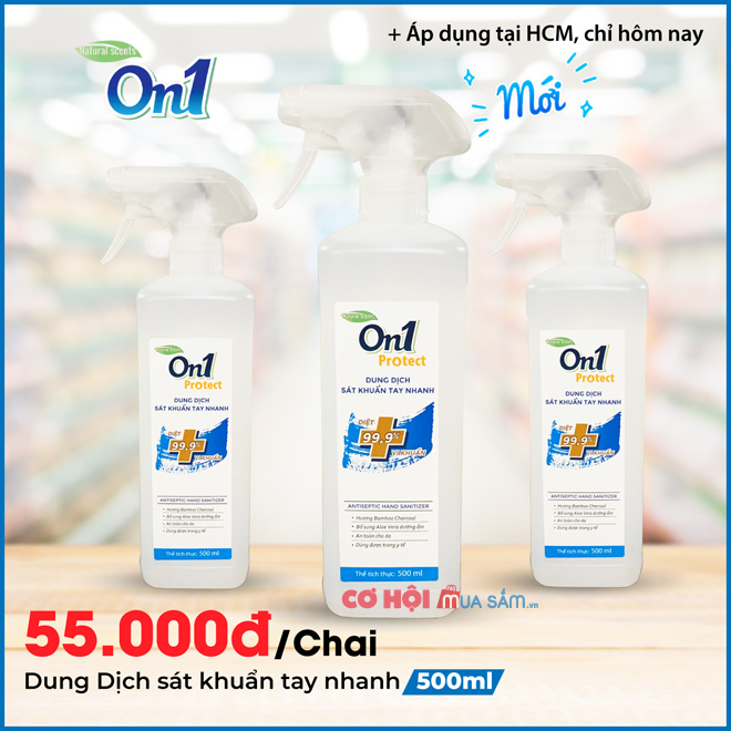 Nước rửa tay sát khuẩn nhanh khô ON1, chai xịt 500ml - Ảnh 1