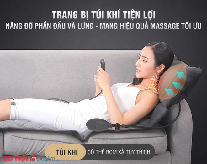 Nệm massage toàn thân hồng ngoại có gối massage cổ Nikio NK-151 - Ảnh 6