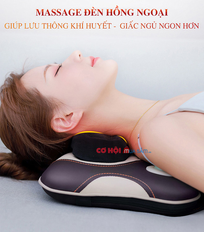 Gối massage đấm lưng, xoa bóp cổ, vai gáy pin sạc Nikio NK-136DC - Ảnh 4