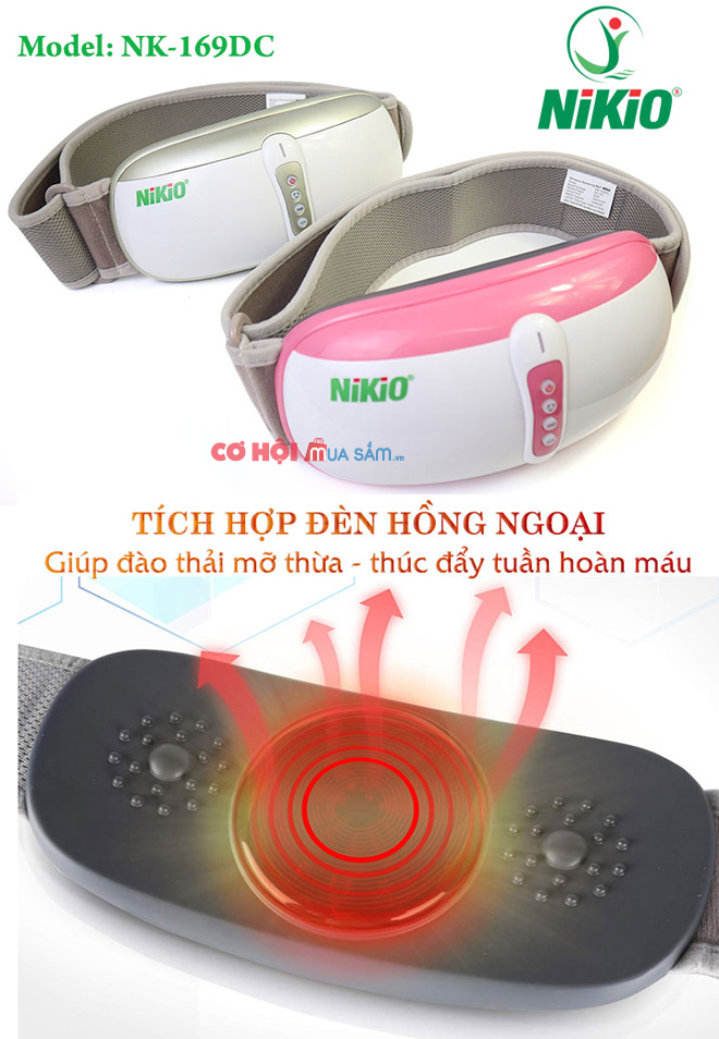 Đai massage bụng pin sạc rung lắc thế hệ mới Nikio NK-169DC - Ảnh 1
