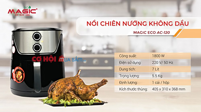 Nồi chiên không dầu Magic Eco AC-120 7 lít - Hàng chính hãng - ẢNH 2