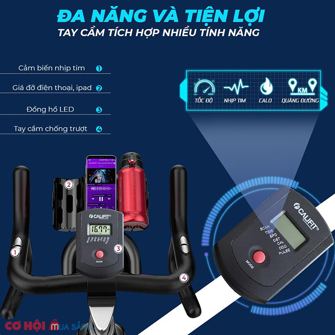 Xe đạp tập thể dục Califit Luxury CF-490A cao cấp - Ảnh 4