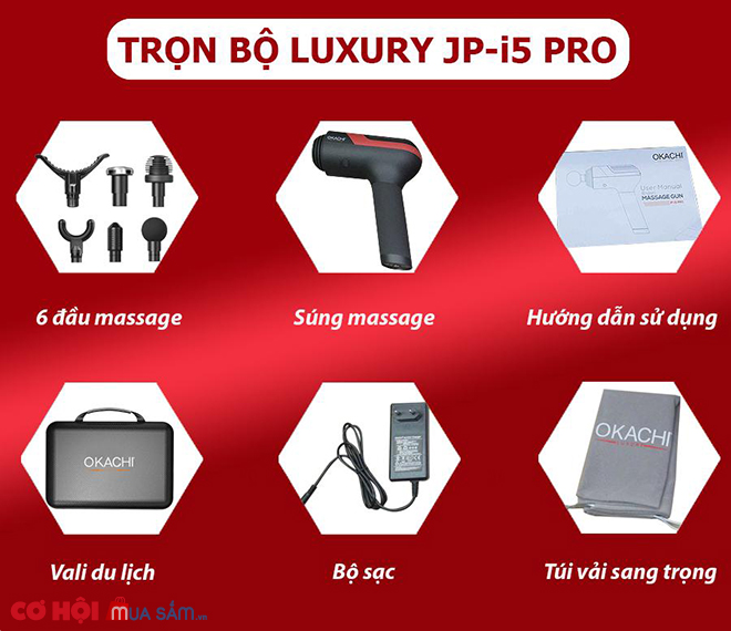 Máy massage cầm tay OKACHI LUXURY JP-i5 Pro (dòng cao cấp) - Ảnh 7