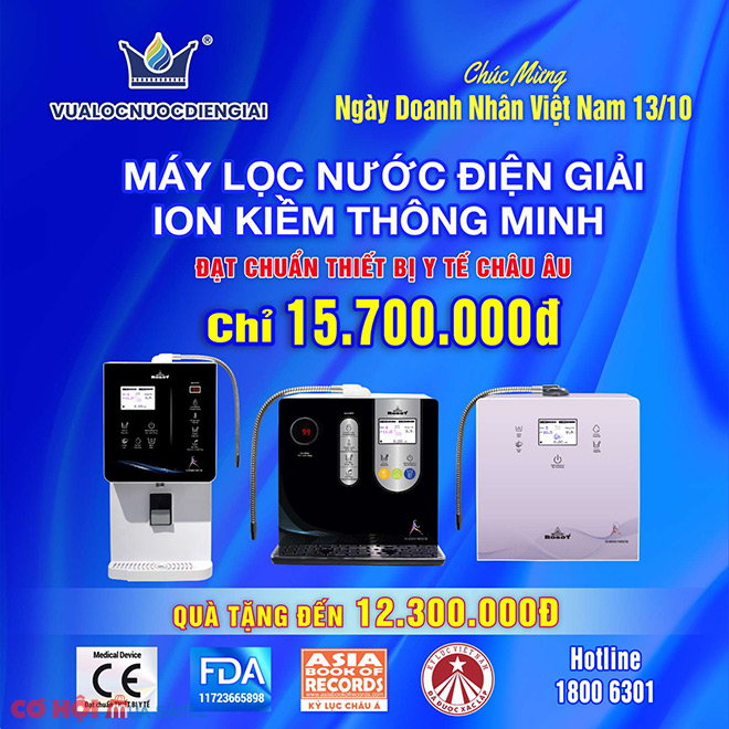 Nhân ngày Doanh nhân Việt Nam, mua máy lọc nước điện giải iON kiềm thông minh - Ảnh 1