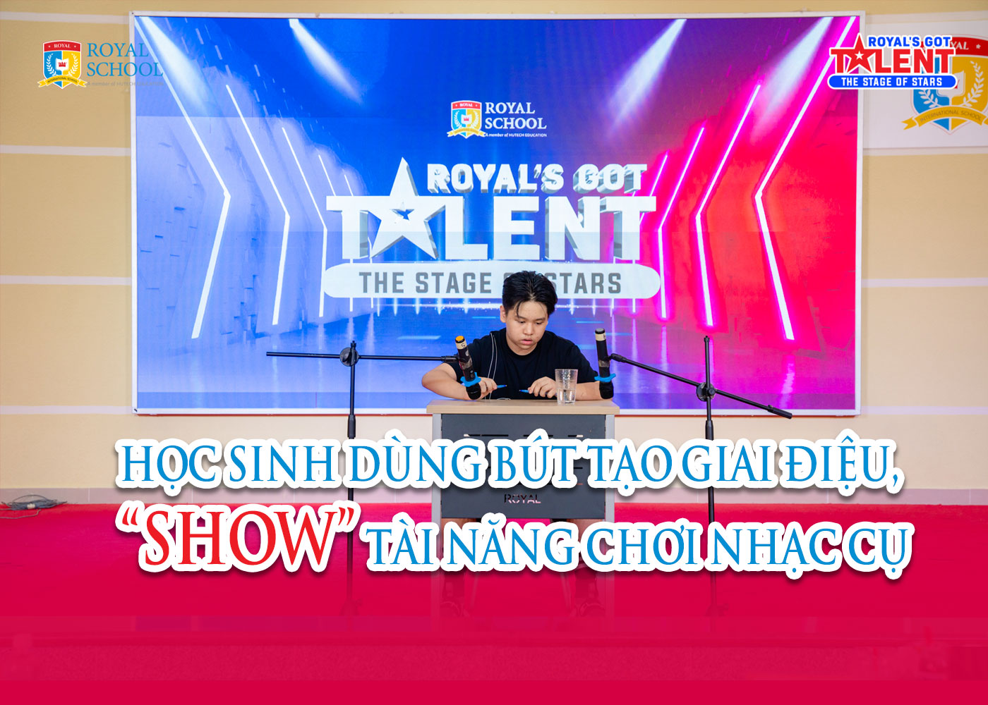 Học sinh dùng bút tạo giai điệu, ′show′ tài năng chơi nhạc cụ - Ảnh 1