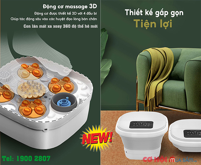 Chậu (bồn) ngâm và massage lòng bàn chân gấp gọn Nikio NK-193 - Có remote - Ảnh 1