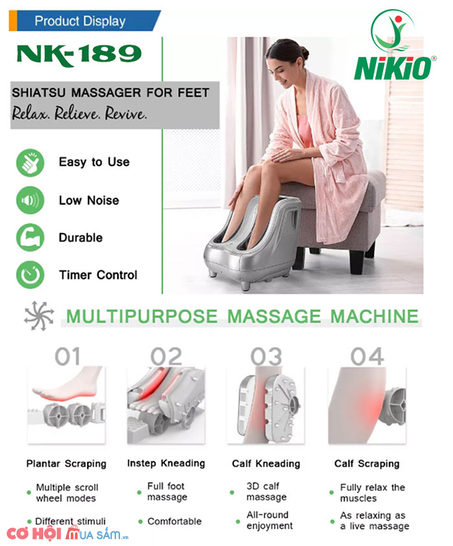 Máy massage chân và bắp chân Nhật Bản Nikio NK-189 - Dòng cao cấp - Ảnh 1
