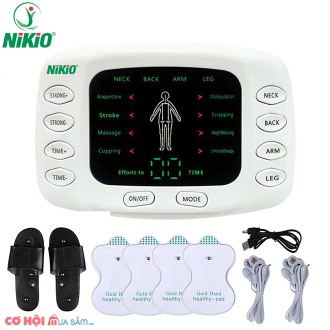 Máy massage xung điện miếng dán và đôi dép trị liệu bàn chân Nikio NK-105 - Ảnh 1