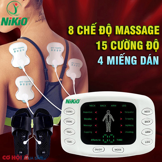 Máy massage xung điện miếng dán và đôi dép trị liệu bàn chân Nikio NK-105 - Ảnh 3
