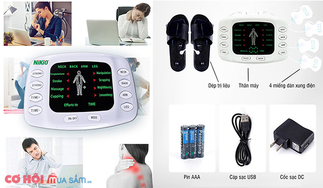Máy massage xung điện miếng dán và đôi dép trị liệu bàn chân Nikio NK-105 - Ảnh 4