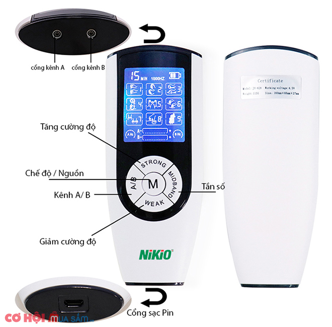 Máy massage xung điện 2 điện cực 4 miếng dán Nikio NK-103 - Dòng cao cấp - Ảnh 3