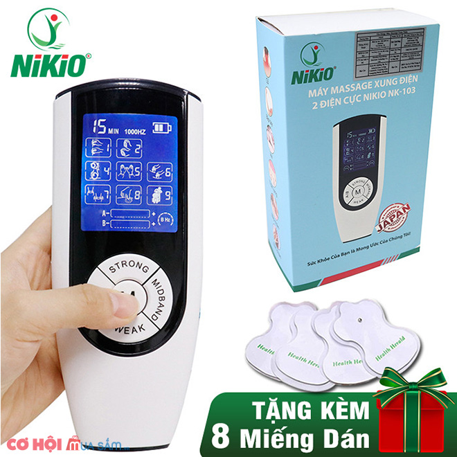 Máy massage xung điện 2 điện cực 4 miếng dán Nikio NK-103 - Dòng cao cấp - Ảnh 5
