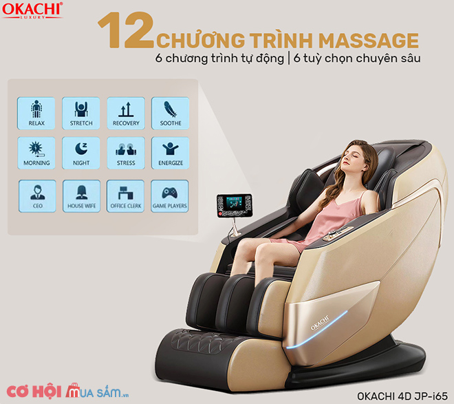 Ghế massage toàn thân OKACHI 4D JP-i65 cao cấp - Ảnh 3