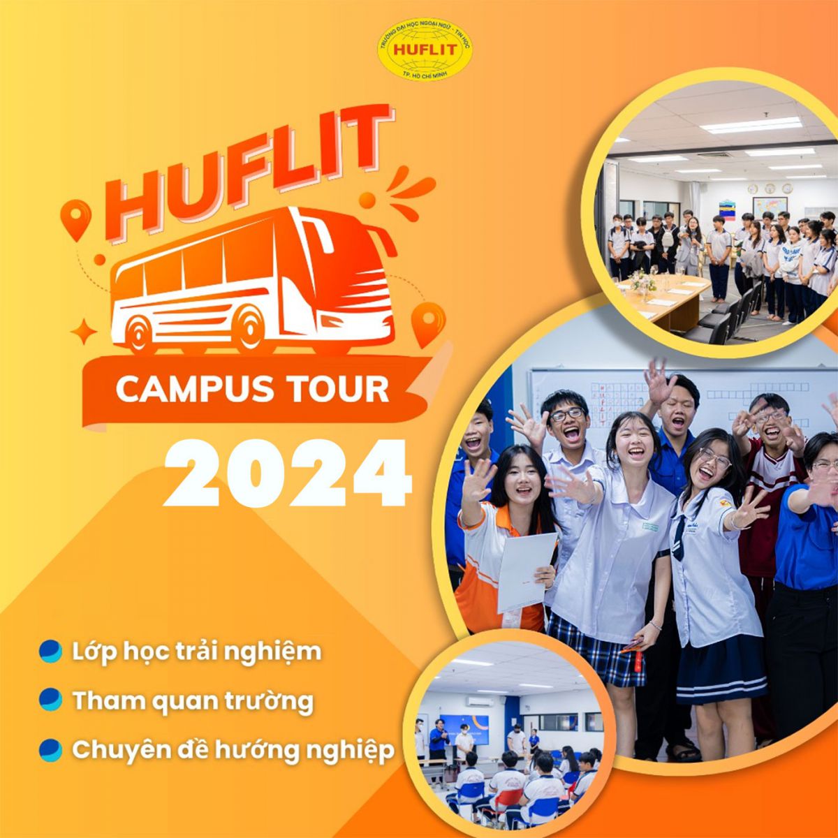 Học sinh THPT xóa tan bỡ ngỡ trước thềm đại học cùng HUFLIT Campus Tour 2024 - ảnh 1