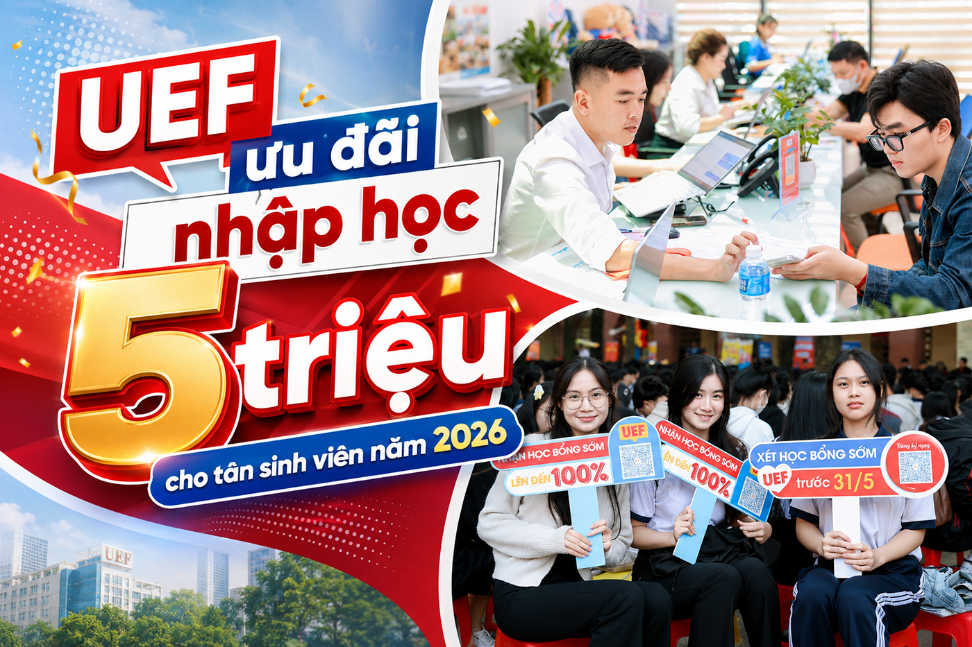 UEF ưu đãi nhập học 5 triệu cho tân sinh viên năm 2026 - Ảnh 1