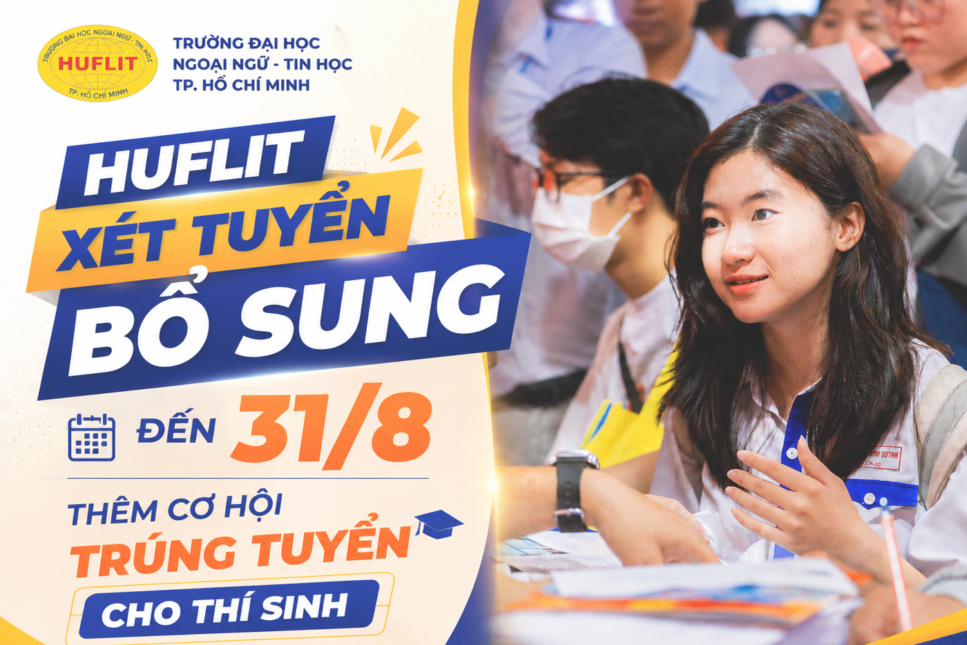 HUFLIT xét tuyển bổ sung đến 31/8, thêm cơ hội trúng tuyển cho thí sinh - Ảnh 1 HUFLIT xét tuyển bổ sung đến 31/8, thêm cơ hội trúng tuyển cho thí sinh - Ảnh 1