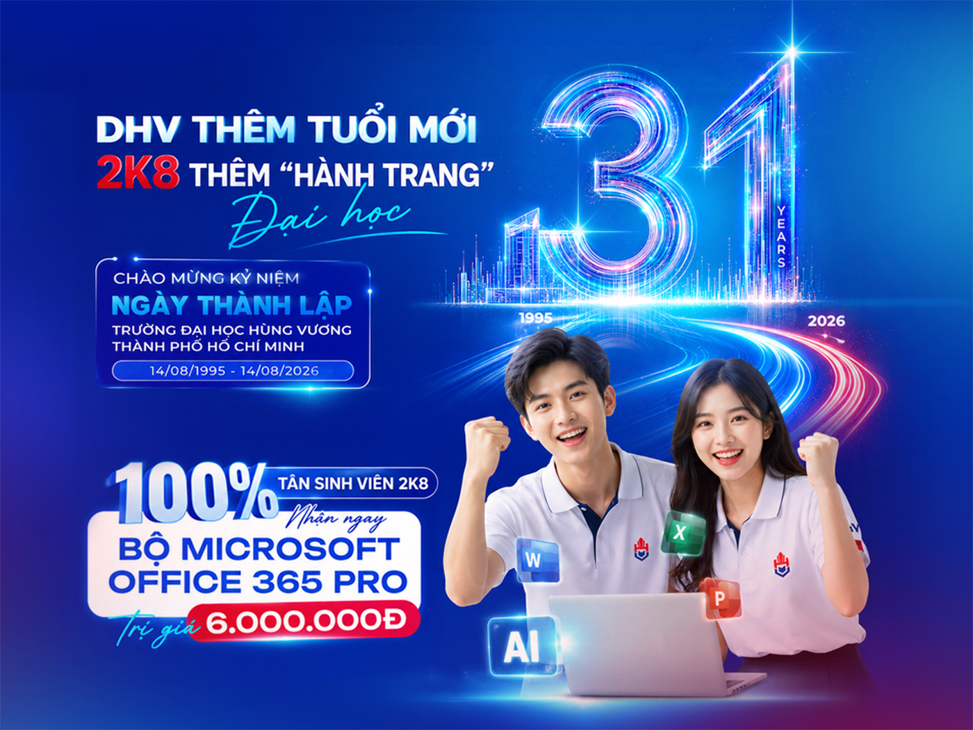 DHV tròn 31 tuổi: 100% SV K2026 nhận ngay bộ công cụ Microsoft 365 Office Pro + AI - Ảnh 6