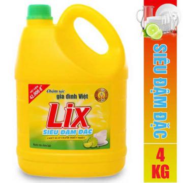 Nước rửa chén Lix đậm đặc hương chanh 4Kg khuyến mãi 69 ngàn