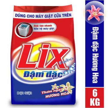 Bột giặt Lix Extra đậm đặc 6Kg dùng cho mát giặt cửa trên