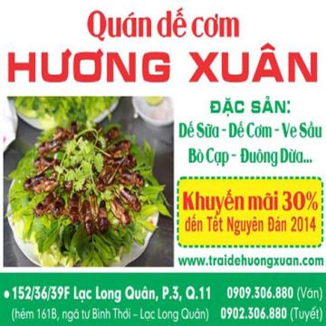 Giảm 30% các món ăn tại quán dế cơm Hương Xuân