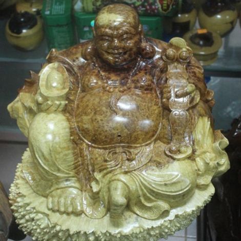 Tượng Phật Di Lặc gỗ Nu Hương nguyên khối