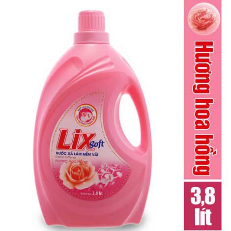 Nước xả vải Lix Soft hương hoa hồng 3.8L khuyến mãi 85 ngàn
