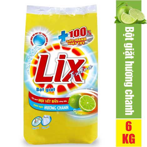Bột giặt Lix Extra hương chanh 6Kg khuyến mãi 115 ngàn