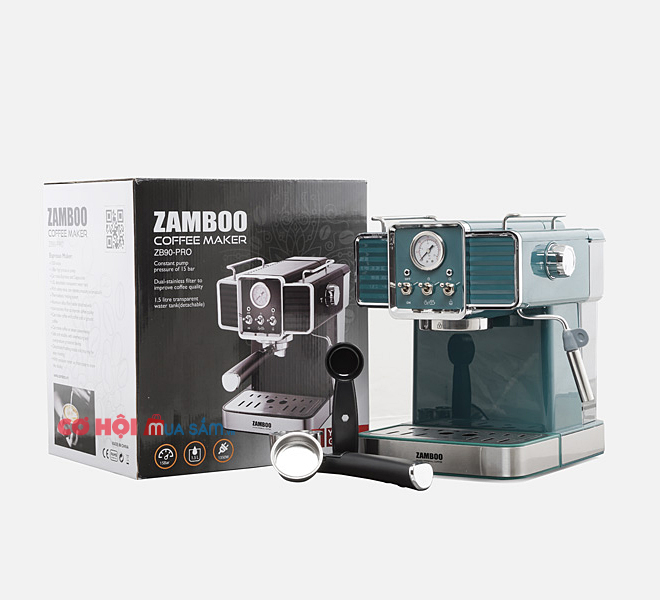 Máy pha cà phê Espresso Zamboo ZB90-PRO (đen, xanh)