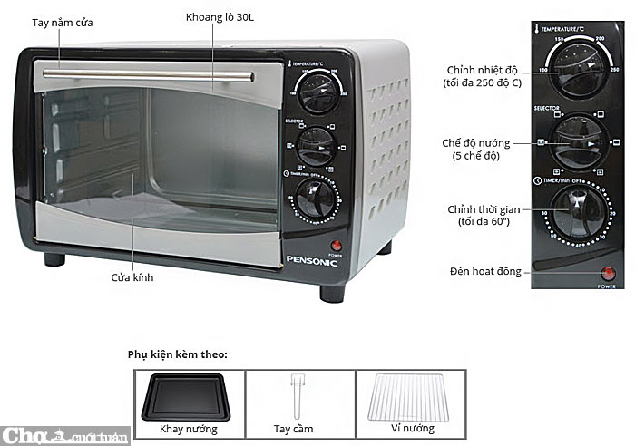 Lò nướng Pensonic AE 300N, dung tích 30L Lò nướng Pensonic AE 300N, dung tích 30L