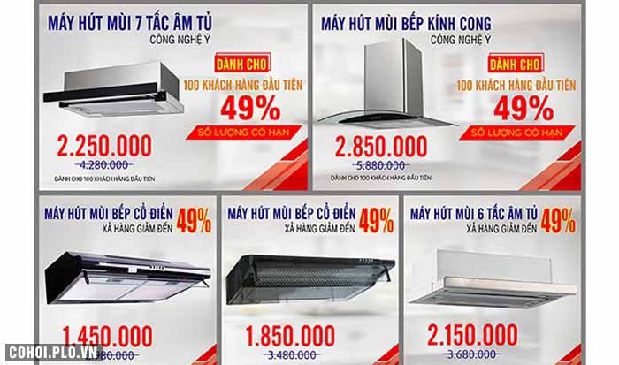 Máy hút mùi bếp nhập khẩu khuyến mãi hấp dẫn